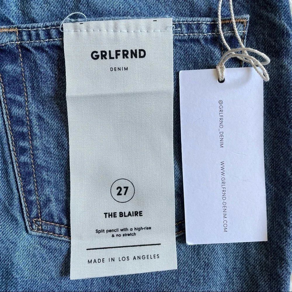 GRLFRND Skirt Blaire Split Pencil High Rise Distressed Mini in Faded Love 27 NWT
